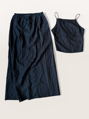 Steve Madden Black Maxi Skirt Set Open Back Tank S Festival Euro Summer